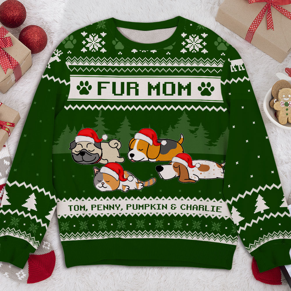 Customizable Dog Mom Winter All-Over-Print Sweatshirt - Ideal Gift for Dog Lovers