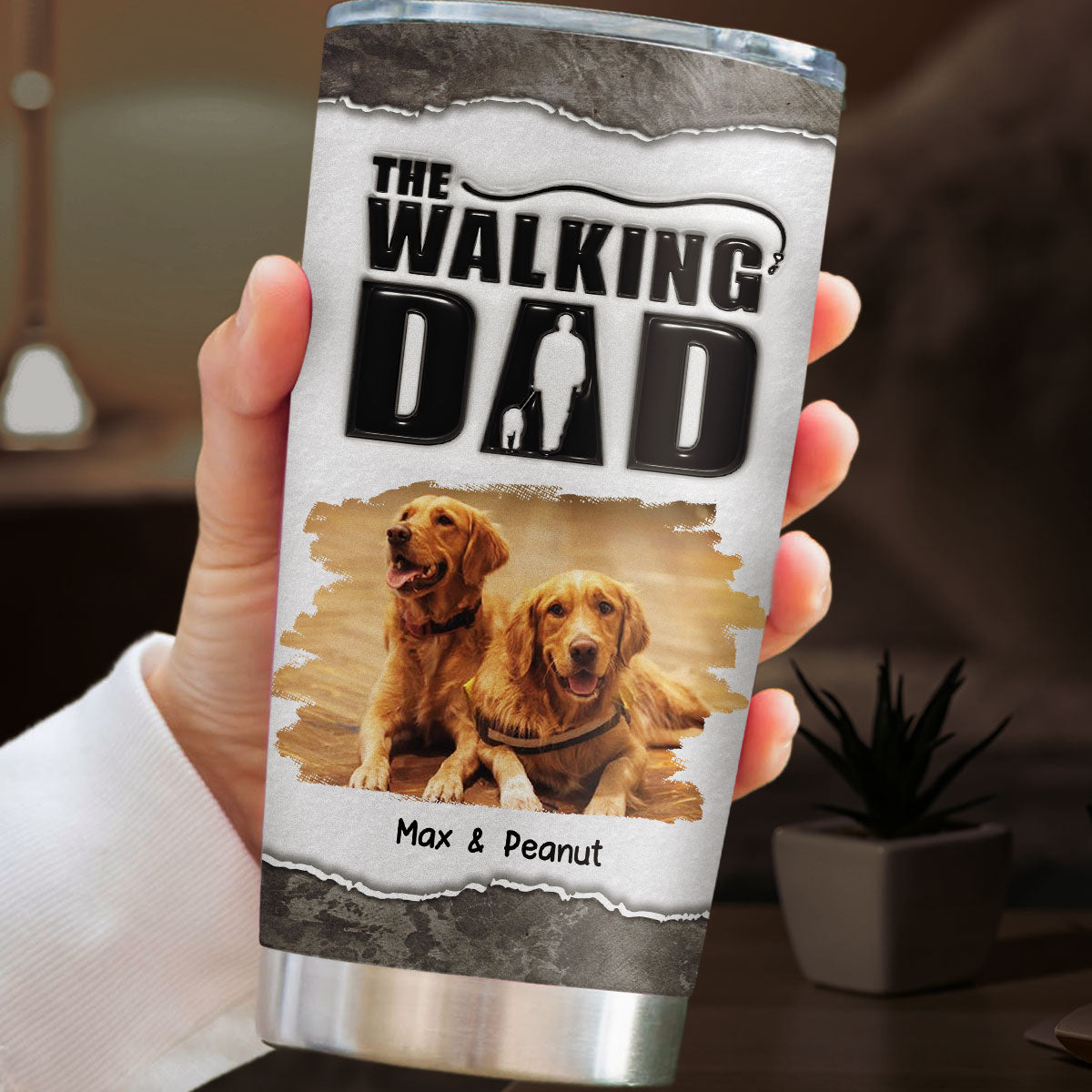 Personalized 3D Inflated Effect Tumbler with 'Walking With My Dad' Photo