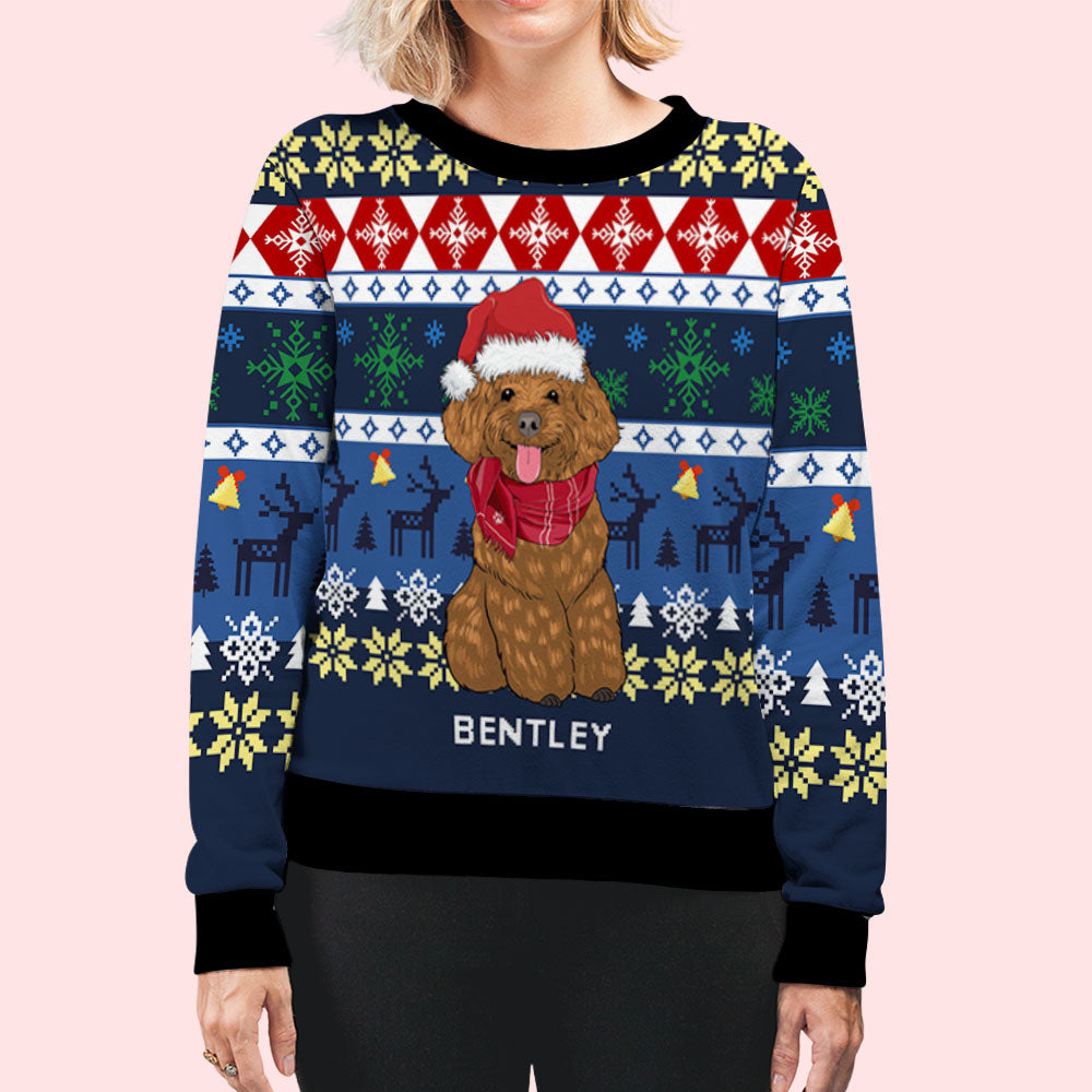 Personalized Custom All-Over-Print Christmas Dog Sweatshirt - Ideal Gift for Dog Lovers
