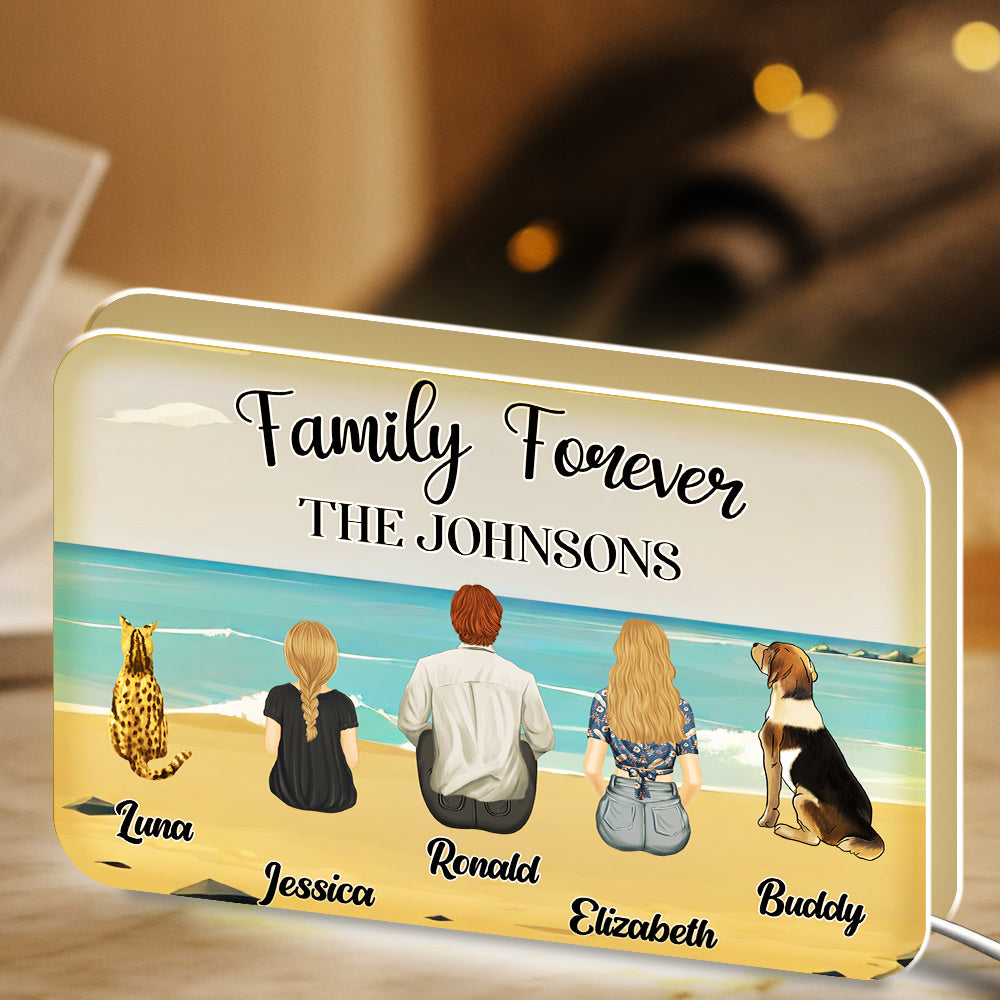 Personalized Family Retro Vintage Beach Landscape Memorial Light Box