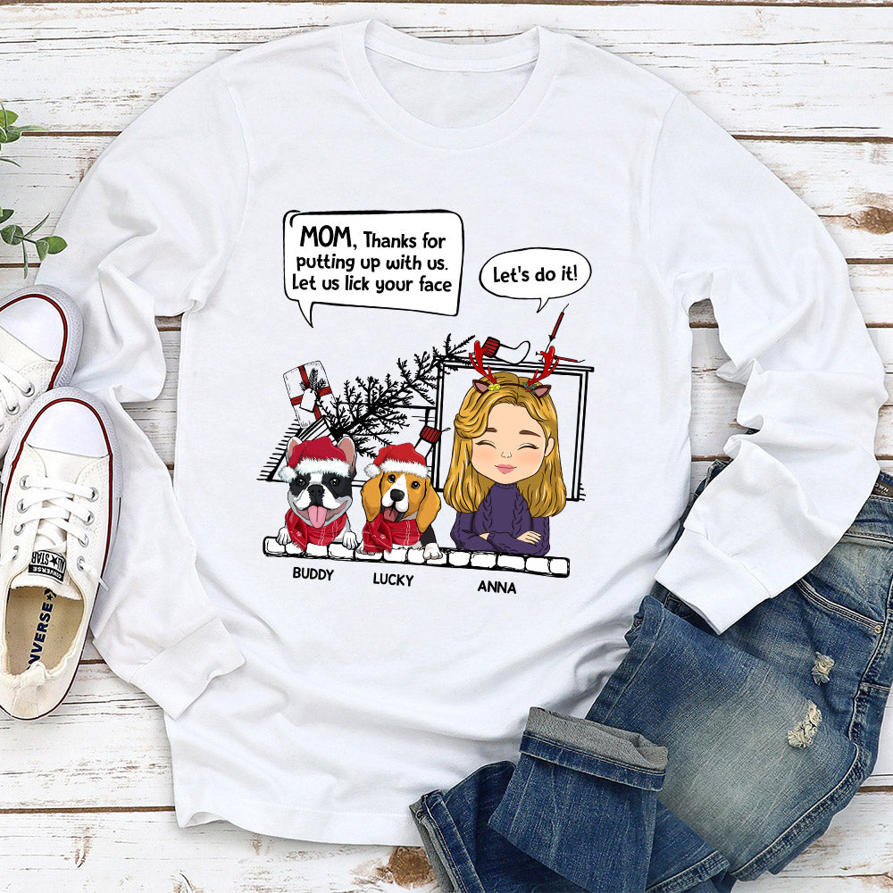 Personalized Custom Long Sleeve T-shirt: Let Your Dog Lick Your Face Design