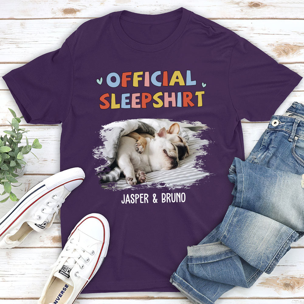 Personalized Custom Unisex Sleeping Pet Sleepshirt Version 2 Photo T-shirt - Ideal Gift for Pet Lovers