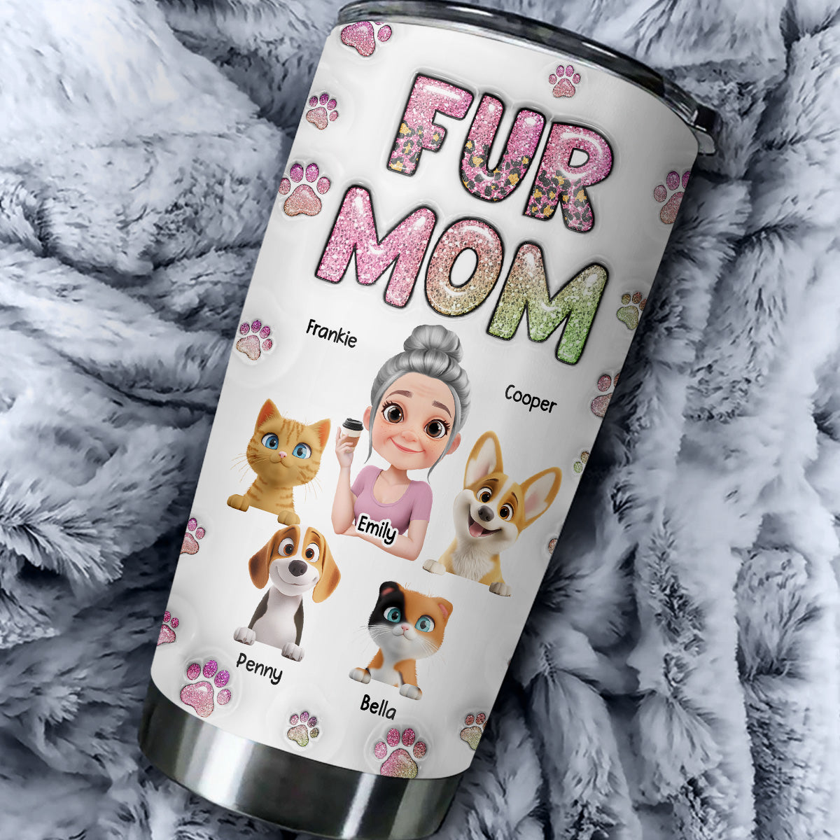 Fur Mom Chibi Version 2 Personalized 3D Inflated Effect Custom Tumbler - Ideal for All Occasions