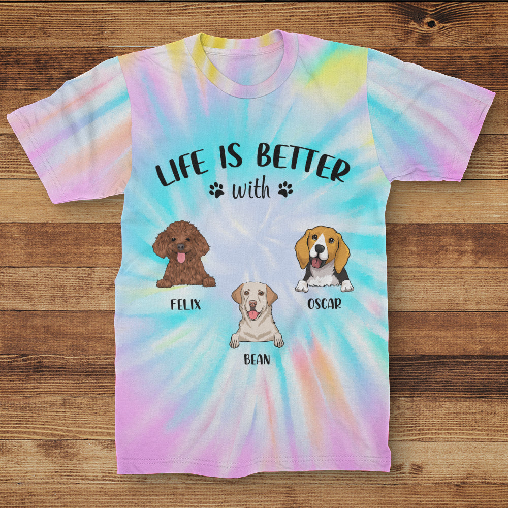 Personalized All-over-print 'Life Is Better With Dogs' T-shirt - Ideal Gift
