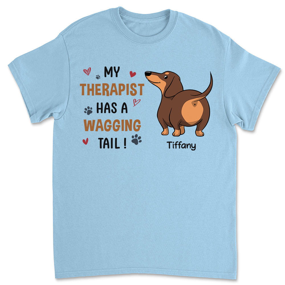 Personalized Unisex 'My Therapist Has A Wagging Tail' T-shirt - Ideal Gift for Pet Lovers