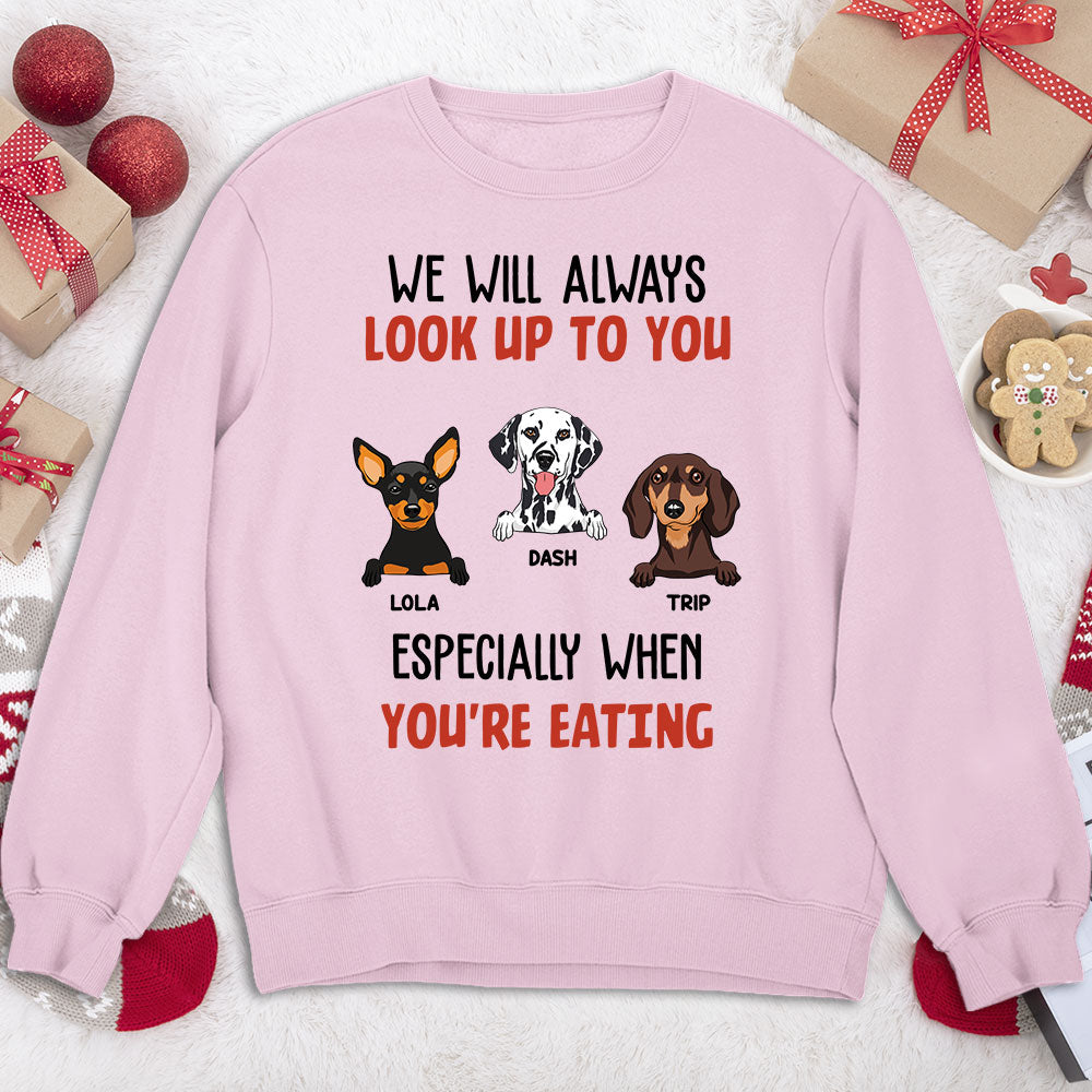Personalized Custom 'Mom Dad Look Up To You' Sweatshirt - Ideal Gift for Pet Lovers