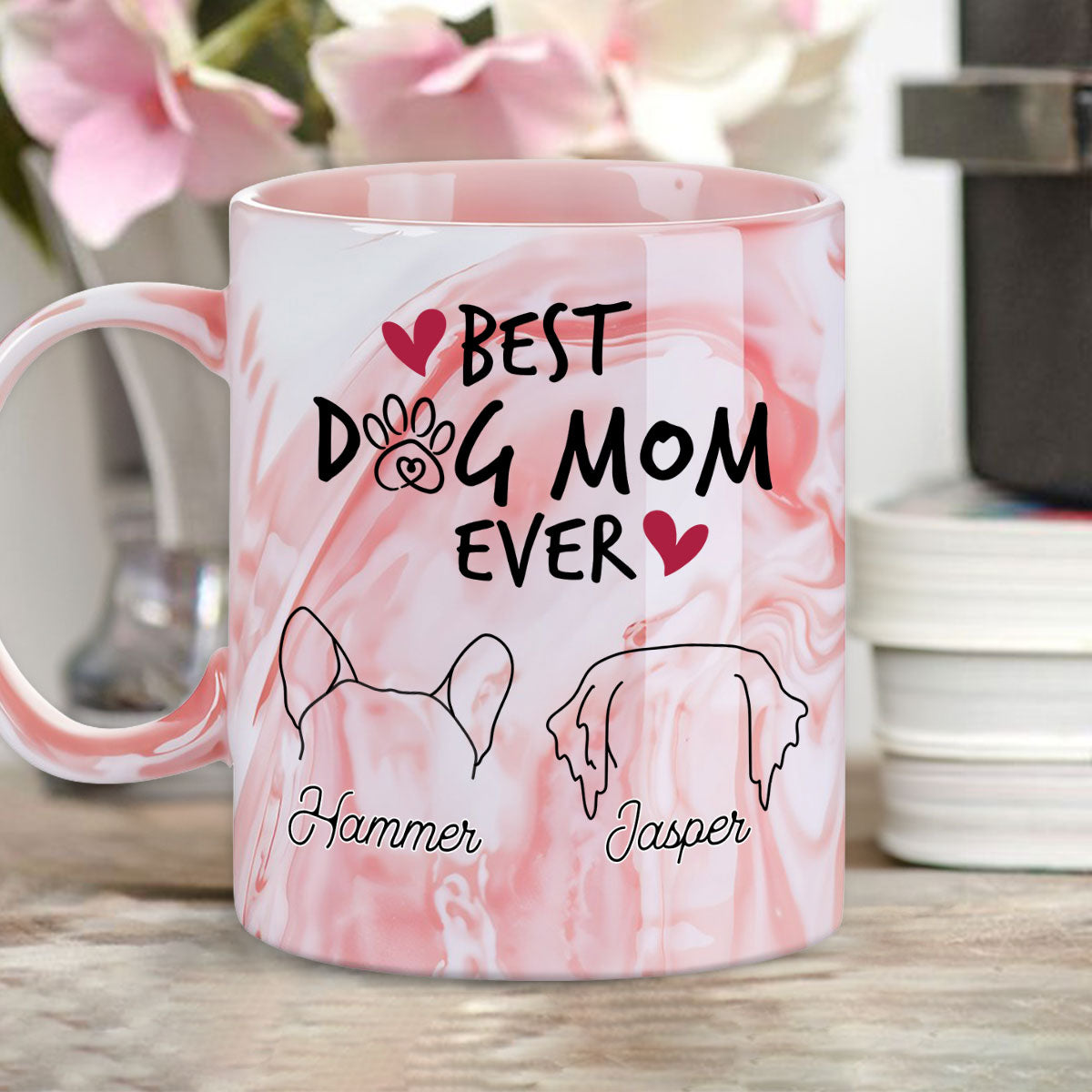 Personalized Best Mom Custom Pink Marble Ceramic Mug