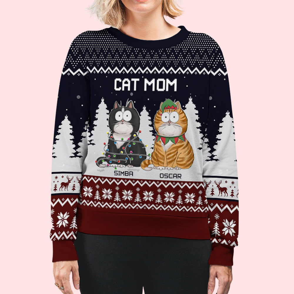 Personalized Funny Cat Dad All-Over-Print Sweatshirt - Ideal Gift for Pet Lovers