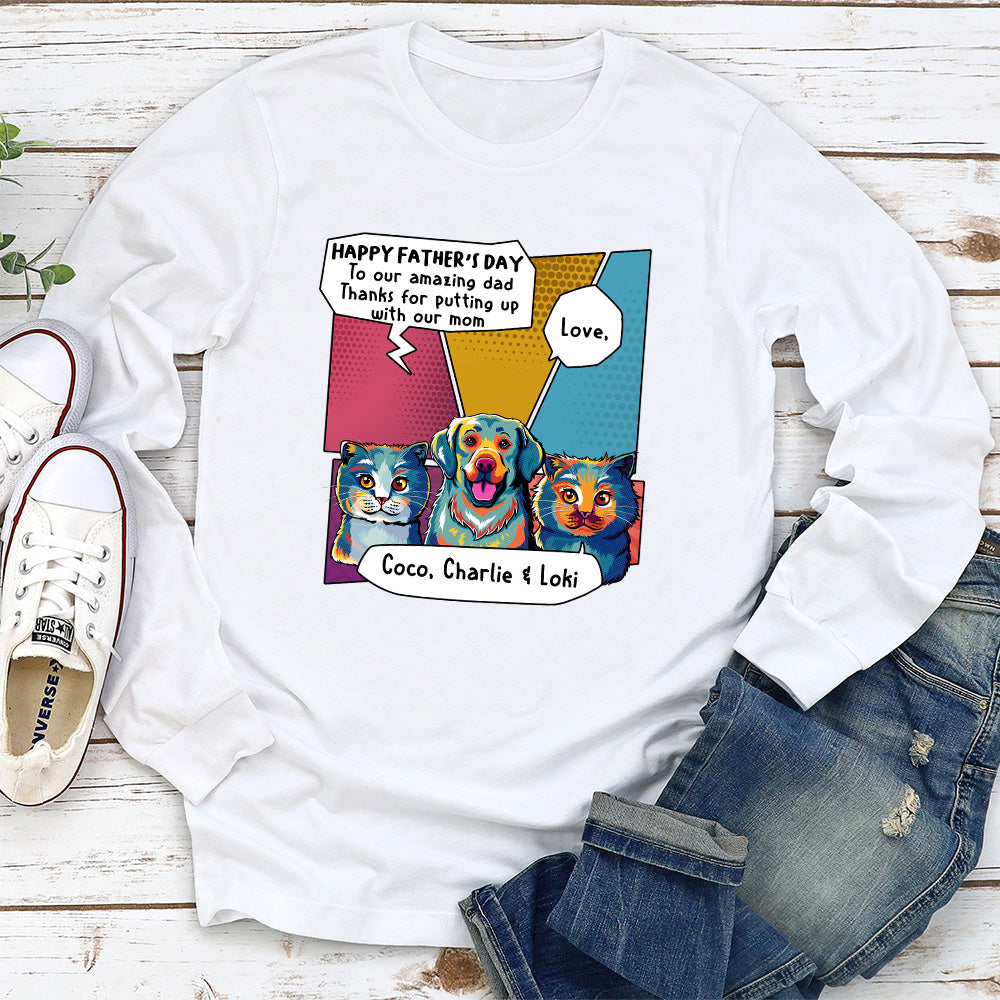 Amazing Pop Art Personalized Custom Long Sleeve Pet Dad T-shirt