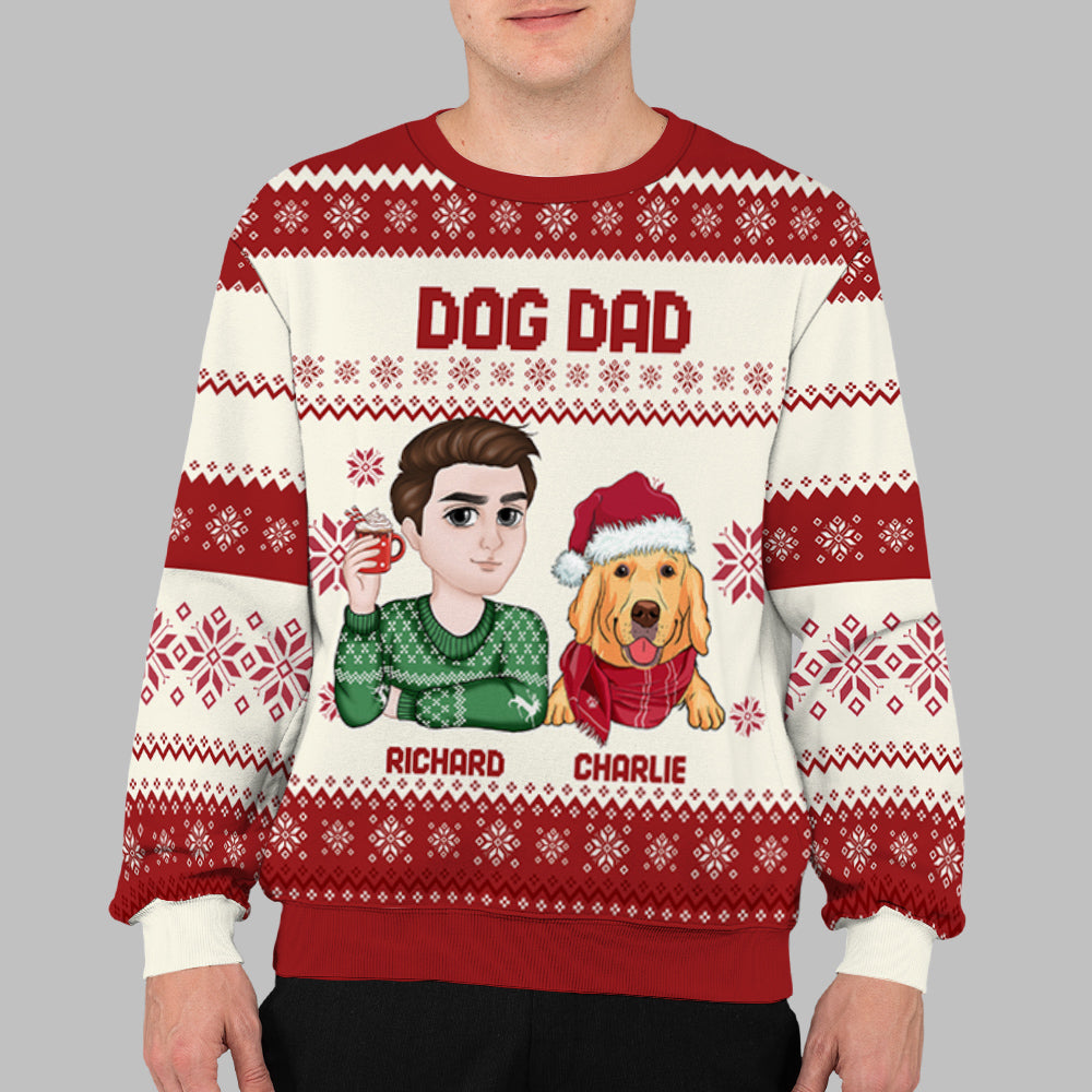 Personalized Custom All-Over-Print Christmas Sweatshirt for Dog Moms