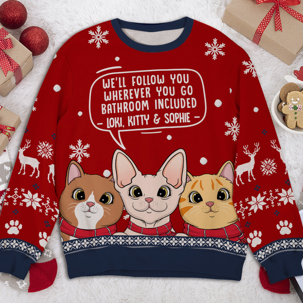 Personalized Cat - Following All - Over Print Sweatshirt: Ideal Gift for Pet Lovers