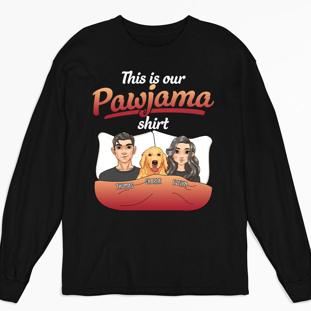 Customizable Couple Pajama Long Sleeve T - shirts with Pet Design
