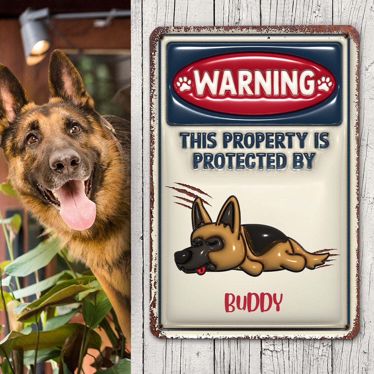Personalized 3D Inflated Effect Metal Sign for Property Protection
