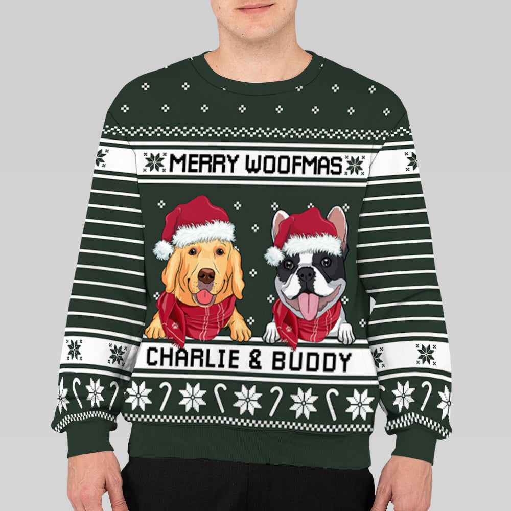 Merry Woofmas - Customizable All-Over Print Personalized Sweatshirt for Dog Lovers