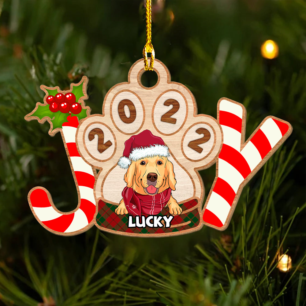 Joyful Pet - Customizable Single - Layered Wood Christmas Ornament for Pet Lovers