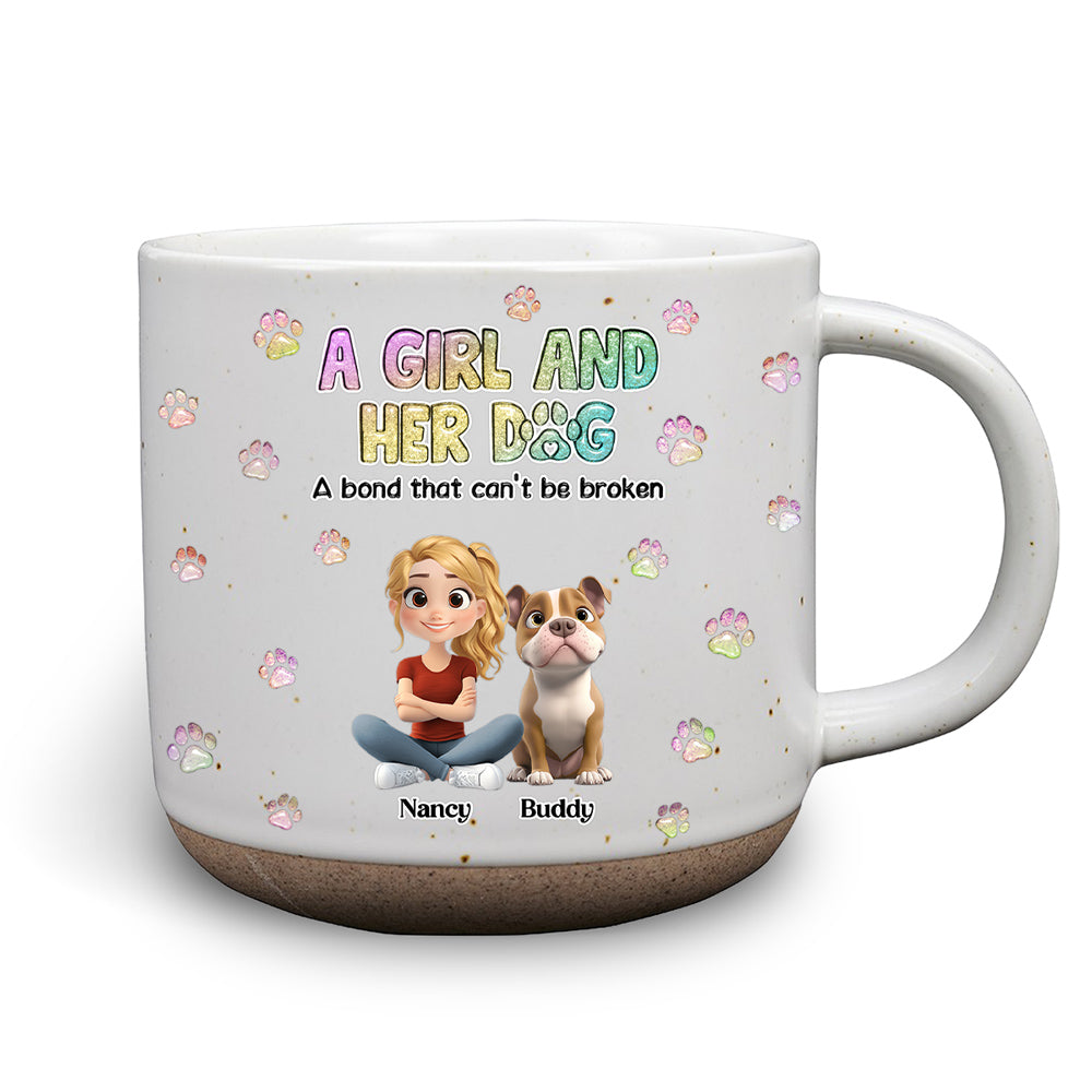 Personalized Custom 'A Girl And Her Dog' Pottery Mug for a Heart - warming Experience