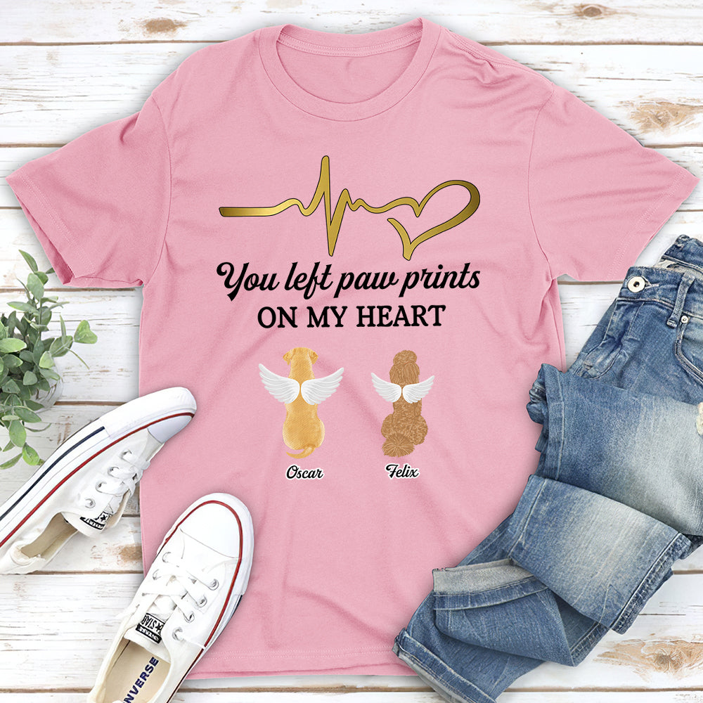 Left Paw Prints - Customizable Unisex Memorial T-shirt for Pet Lovers