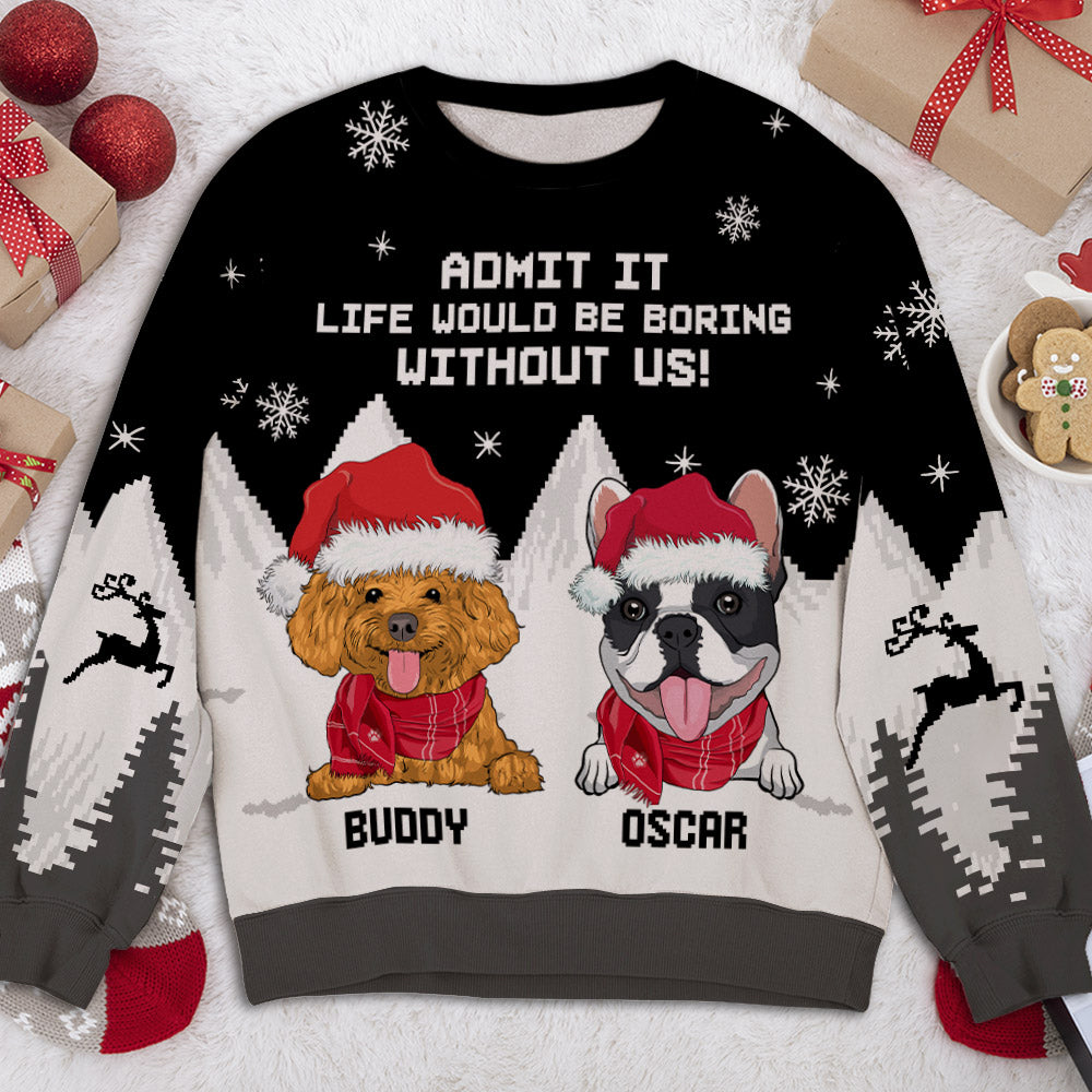 Snowy Delight: Personalized All-Over-Print Sweatshirt for Pet Lovers