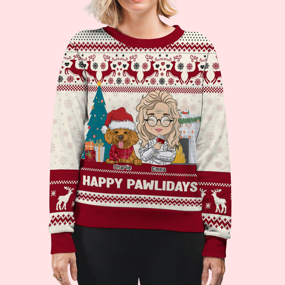 Pawlidays Personalized Custom All-Over-Print Dog Lover's Sweatshirt