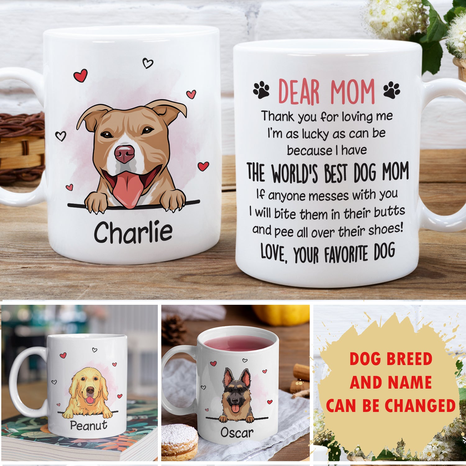 Top-Rated Personalized Custom Coffee Mug for World's Best Dog Moms