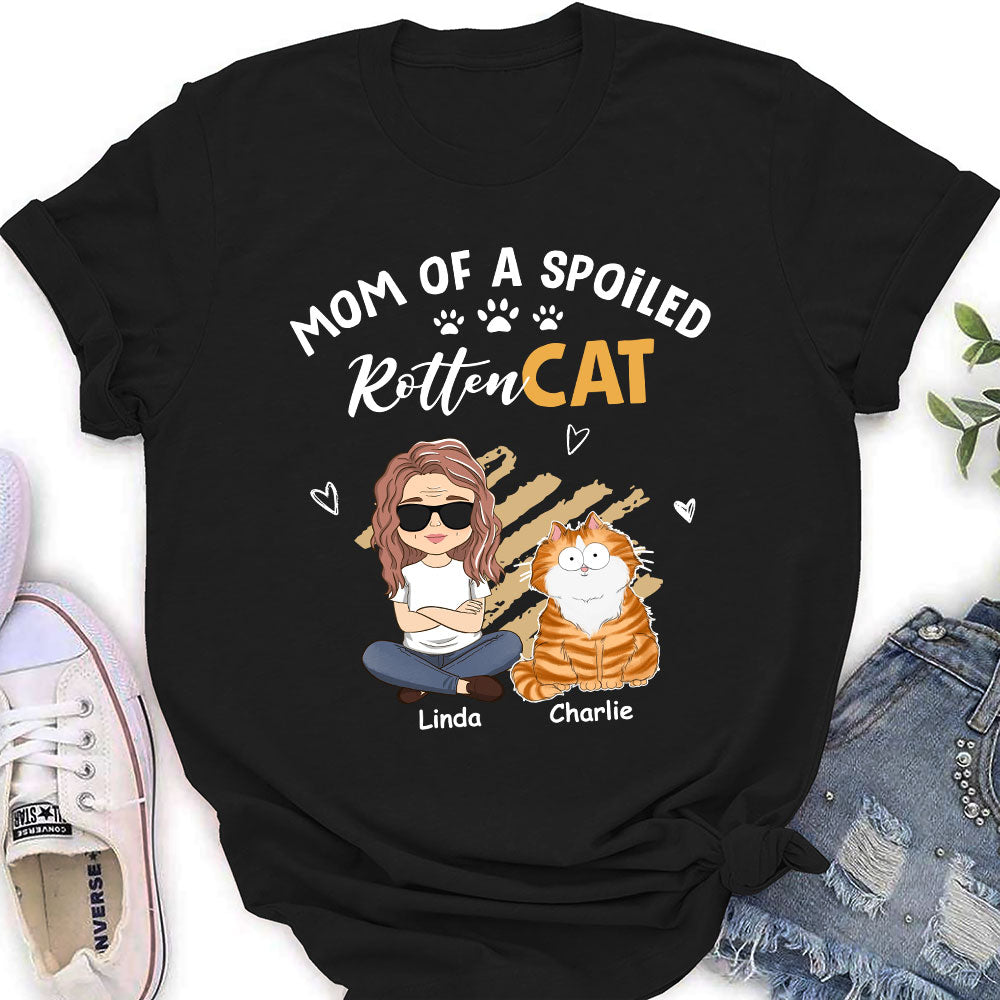 Spoiled Cats Funny - Customizable Personalized Women's T-shirt for Pet Lovers