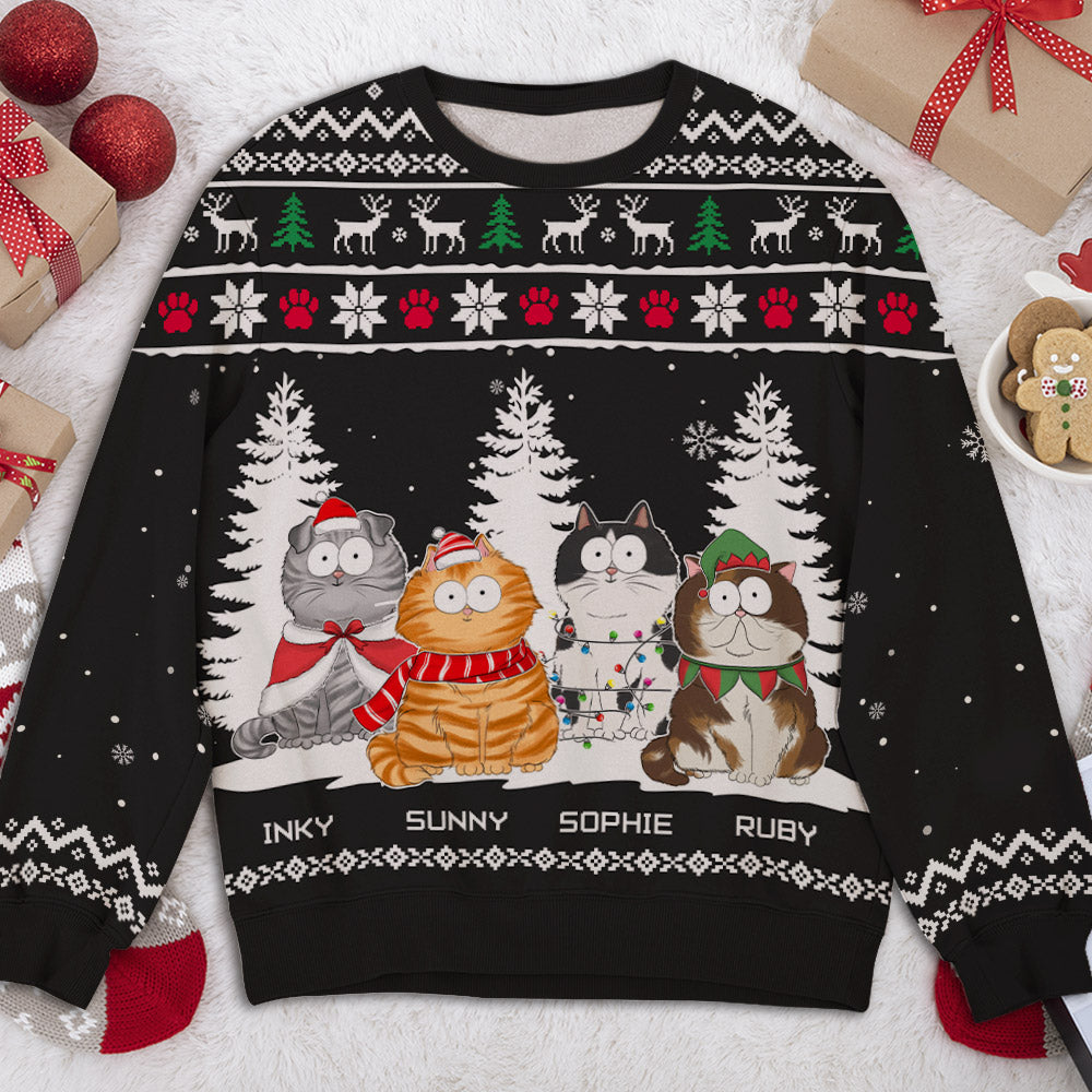 Personalized Custom All-Over-Print Funny Cat Winter Sweatshirt
