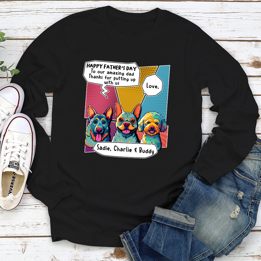 Pop Art Personalized Custom Long Sleeve T-shirt - Ideal for Amazing Dads
