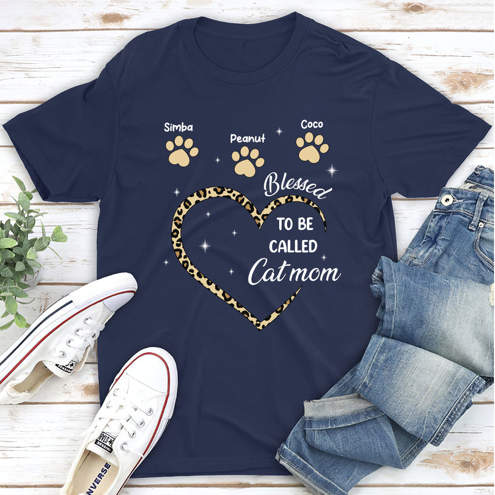 Personalized 'Blessed To Be A Cat Mom' Unisex T - shirt for Pet Lovers