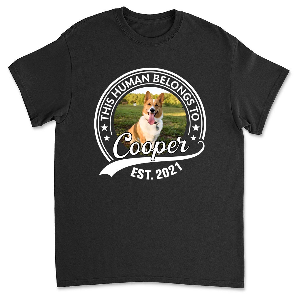Personalized Custom Unisex 'Human Belongs To' Photo T-shirt - Ideal Gift for Pet Lovers