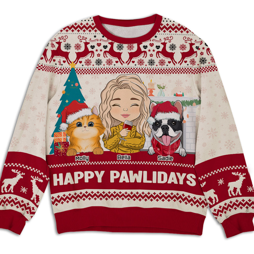 Pawlidays Custom Personalized All-Over Print Sweatshirt for Pet Lovers