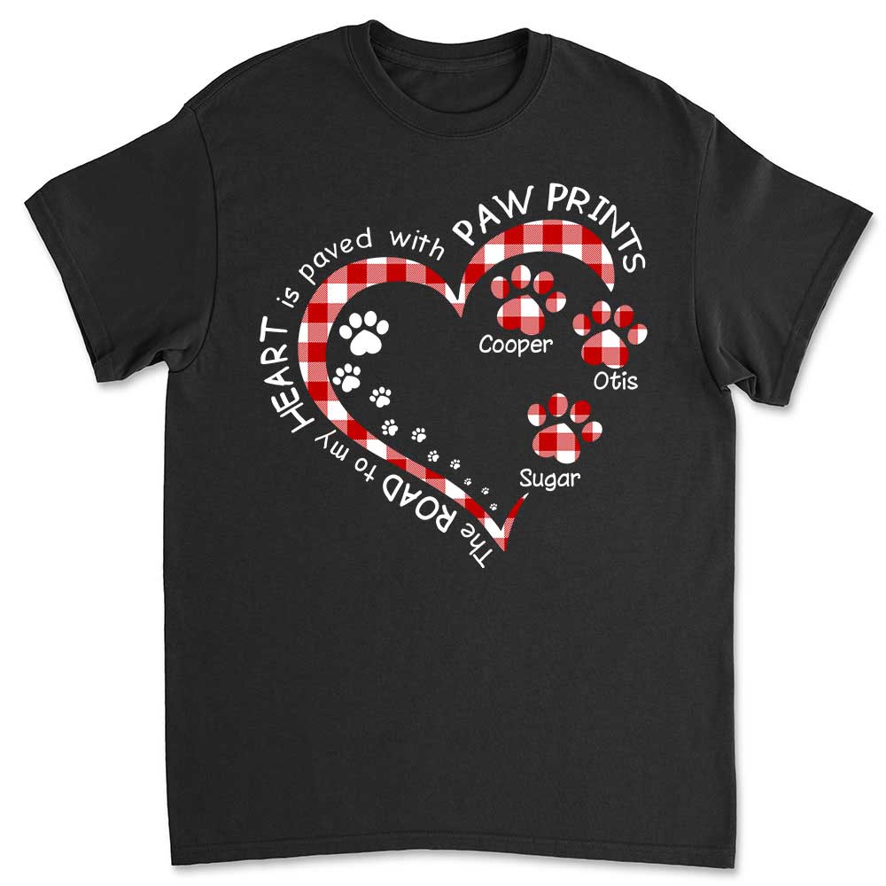Personalized Unisex Paw Prints Heart T-shirt - Ideal Gift for Pet Lovers