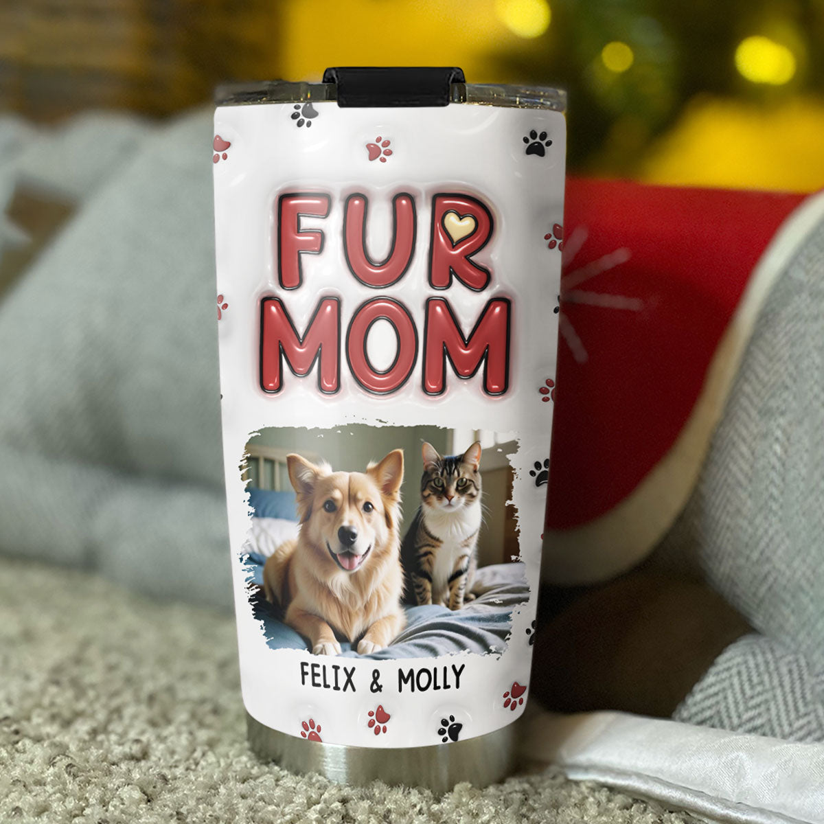 Stylish Personalized 3D Inflated Effect Tumbler for Fur Moms