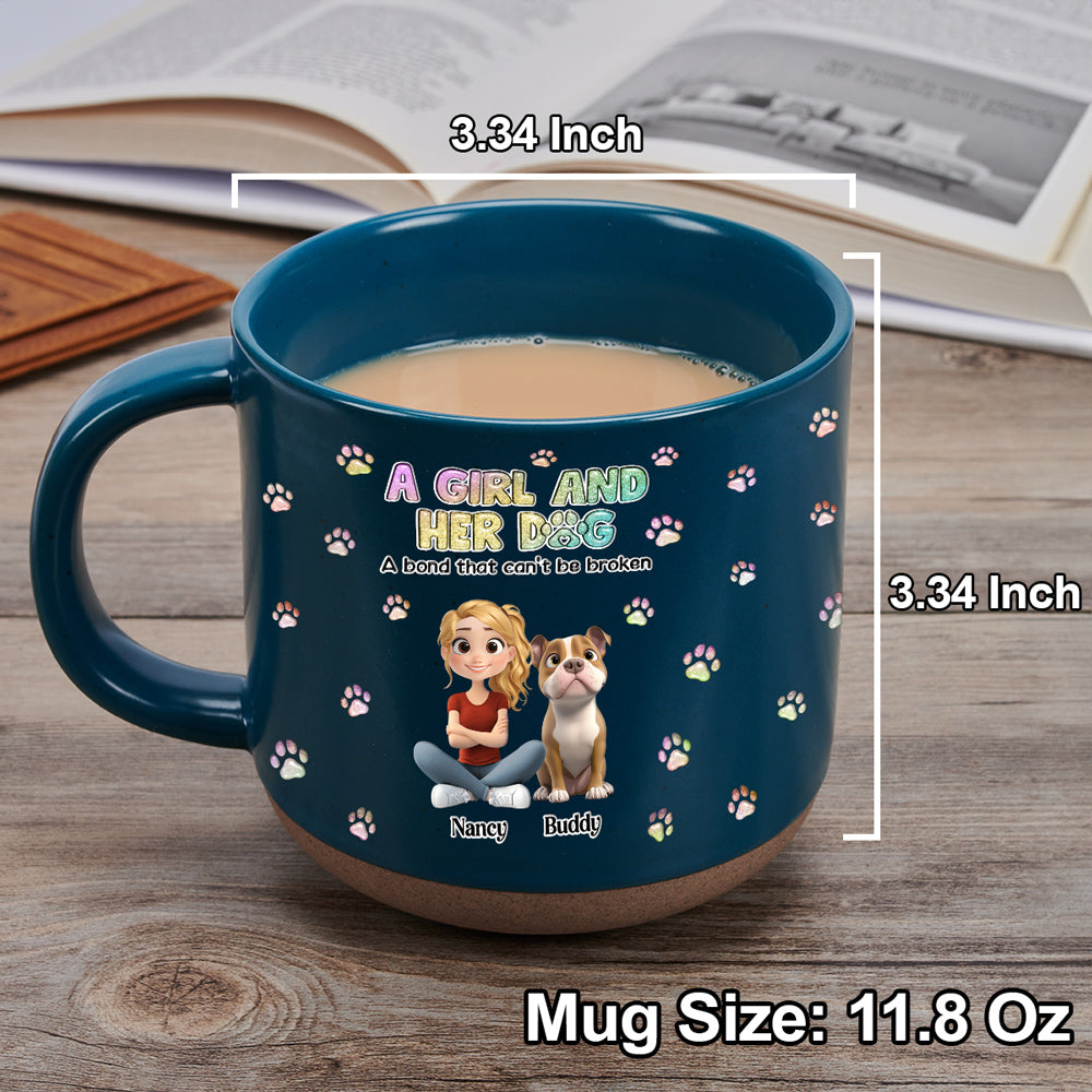 Personalized Custom 'A Girl And Her Dog' Pottery Mug for a Heart - warming Experience