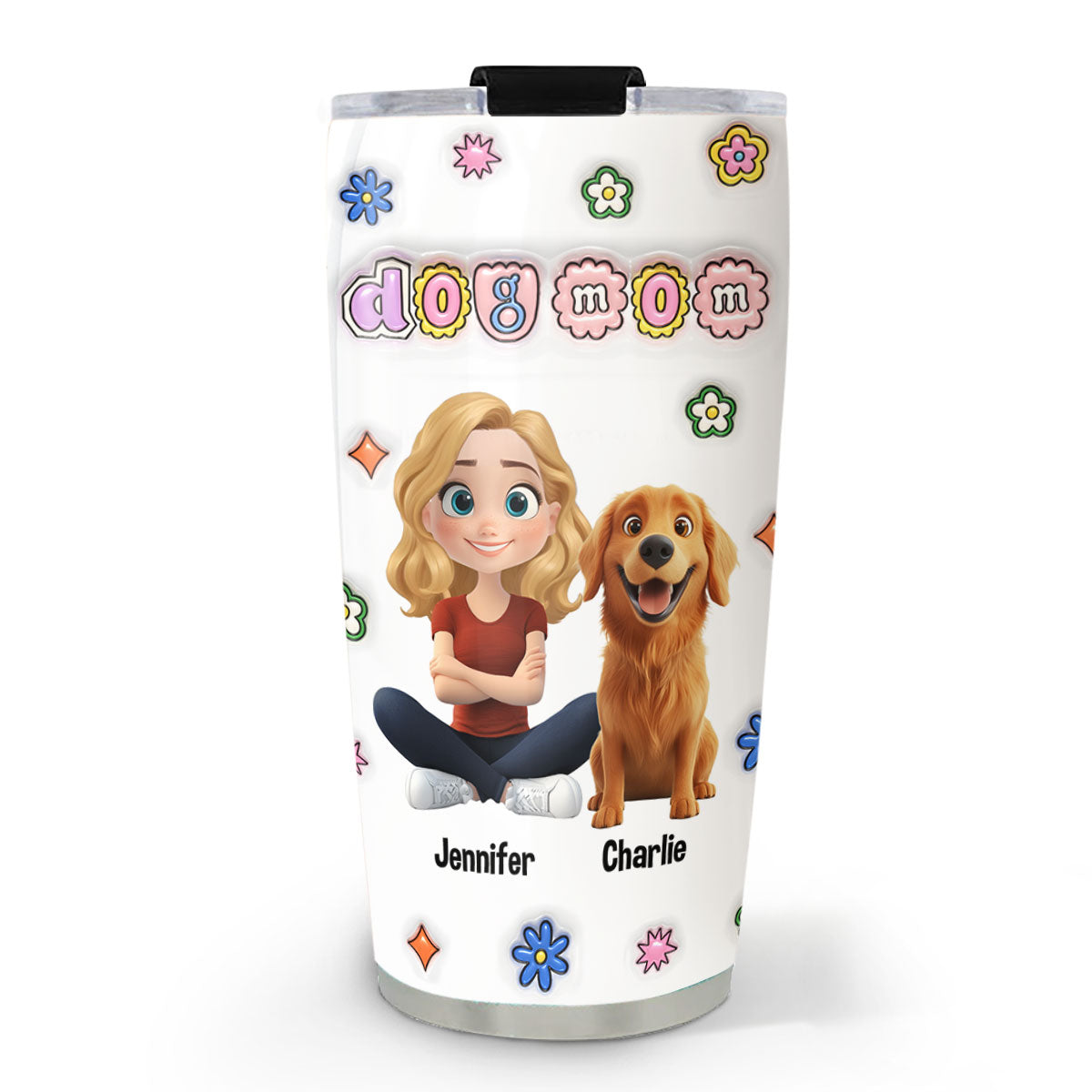 Personalized 3D Inflated Effect Tumbler for Dog Moms - Love Yourself!