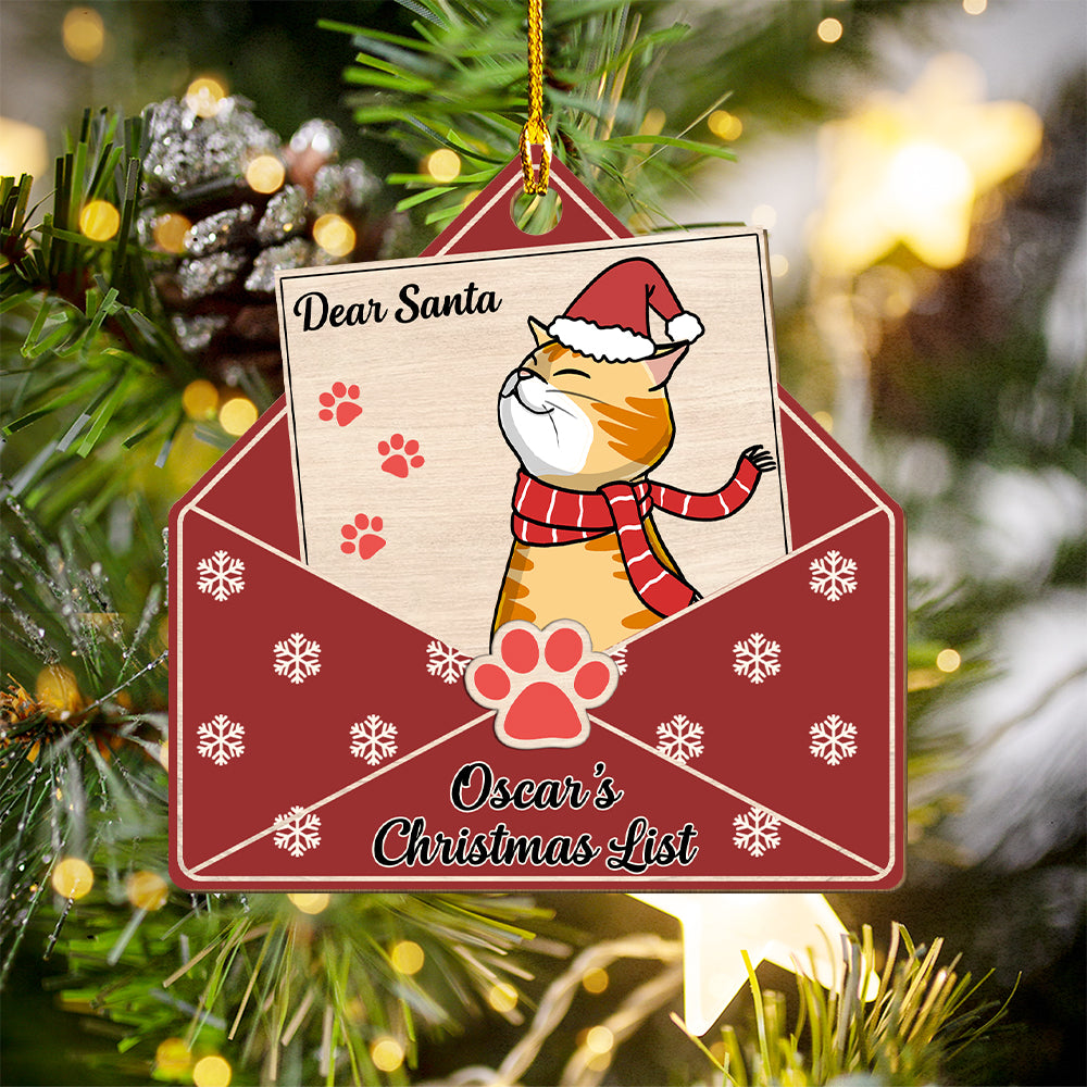 Pet Dear Santa Personalized One - Layer Custom Wood Christmas Ornament