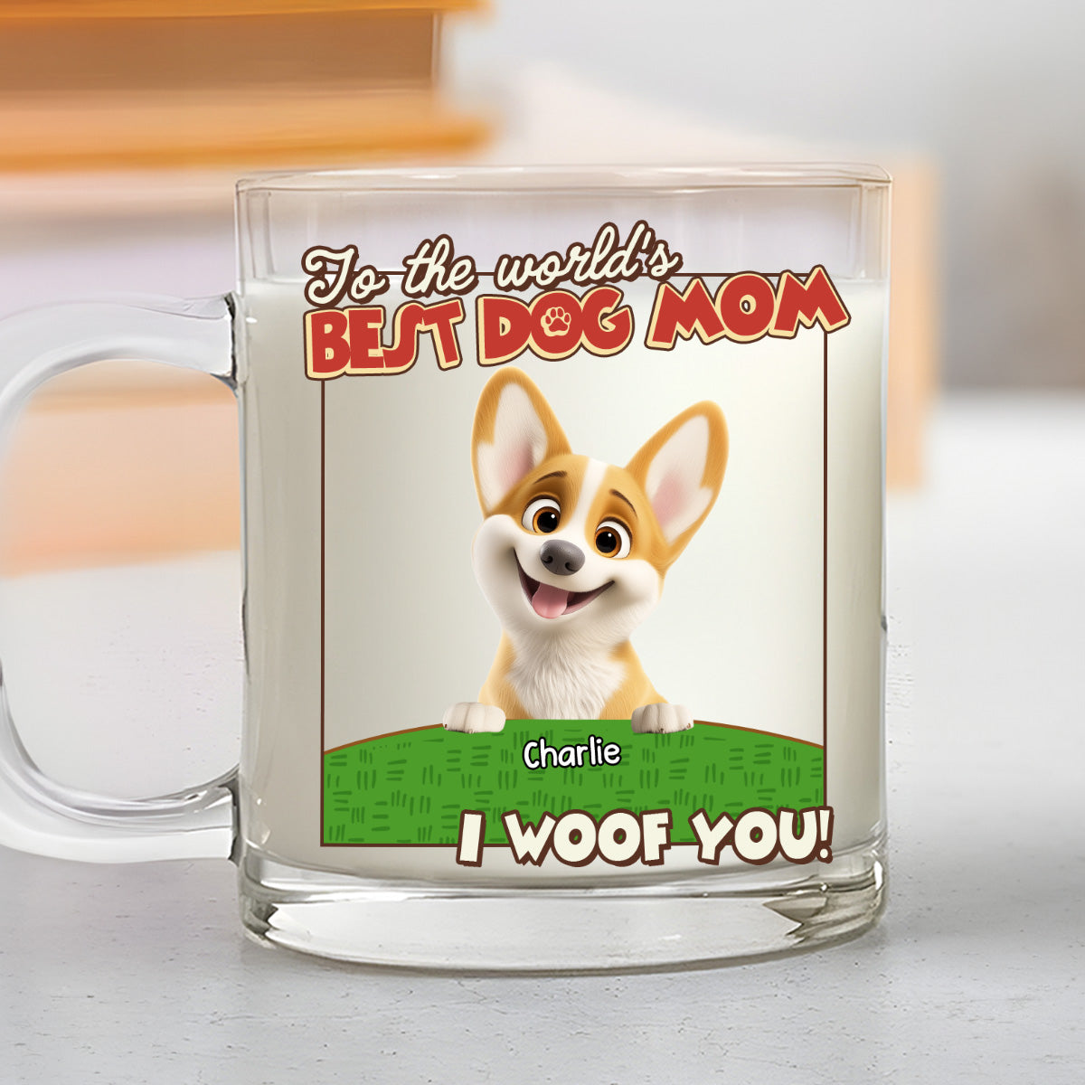 Personalized 'We Woof You' Dog Mom & Dad Cartoon Glass Mug