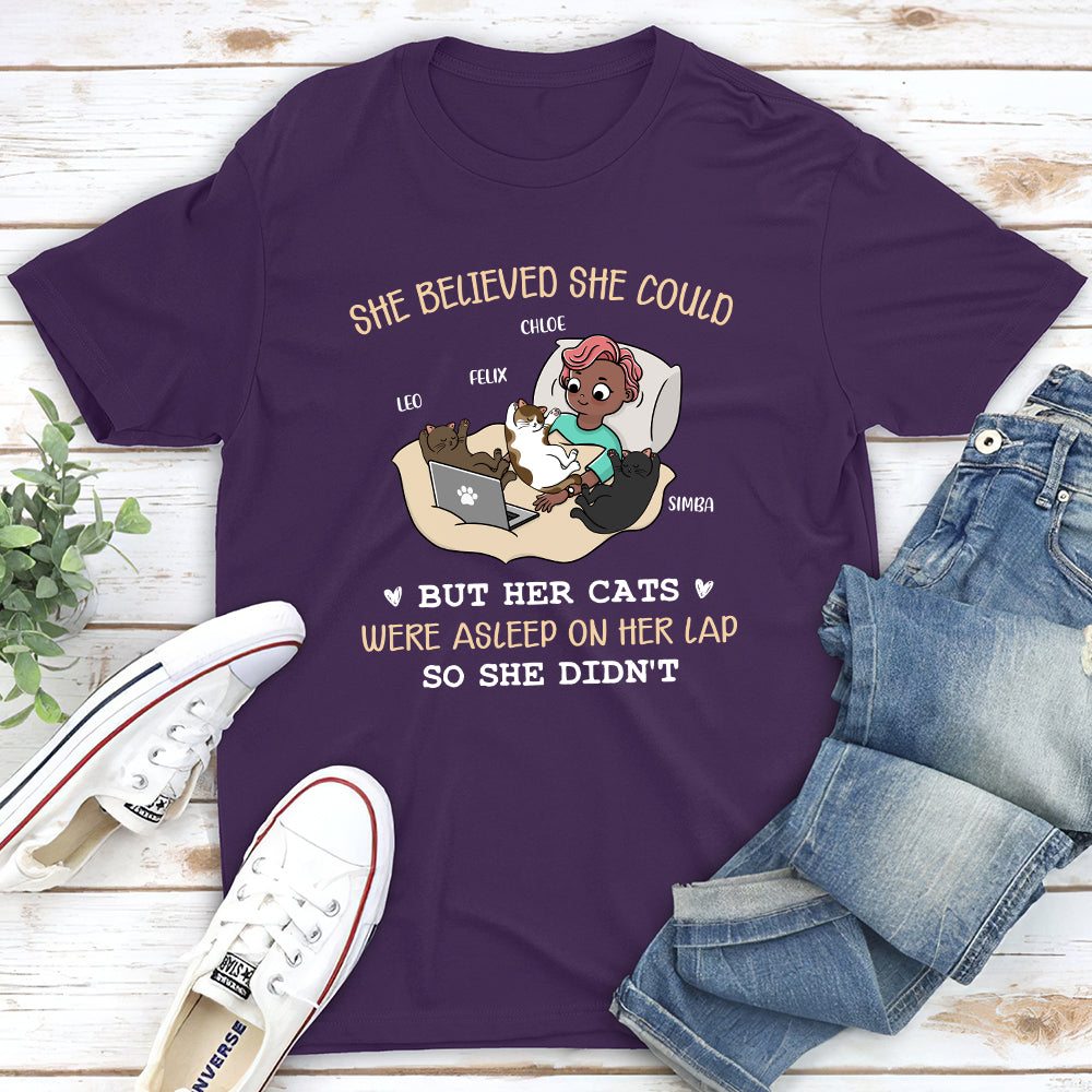 Personalized Unisex 'Her Cat Was Asleep' T-shirt - Ideal Gift for Pet Lovers