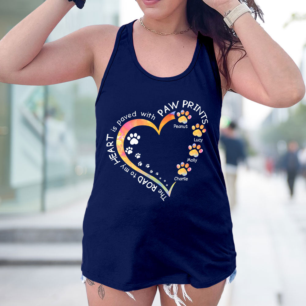 Personalized Custom Women's Summer Tank with Paw Prints - Ideal Gift for Dog Lovers