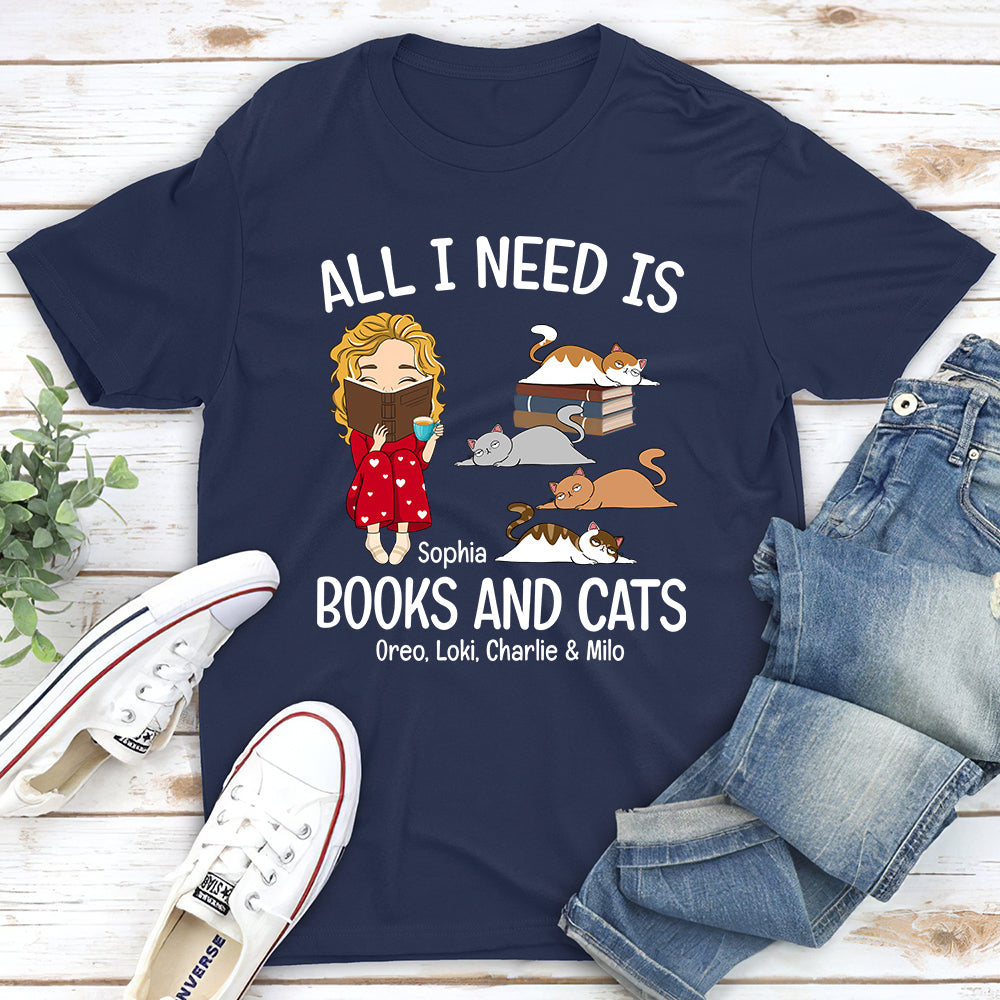 Personalized Books and Cats Unisex T-shirt - Ideal Gift for Pet Lovers