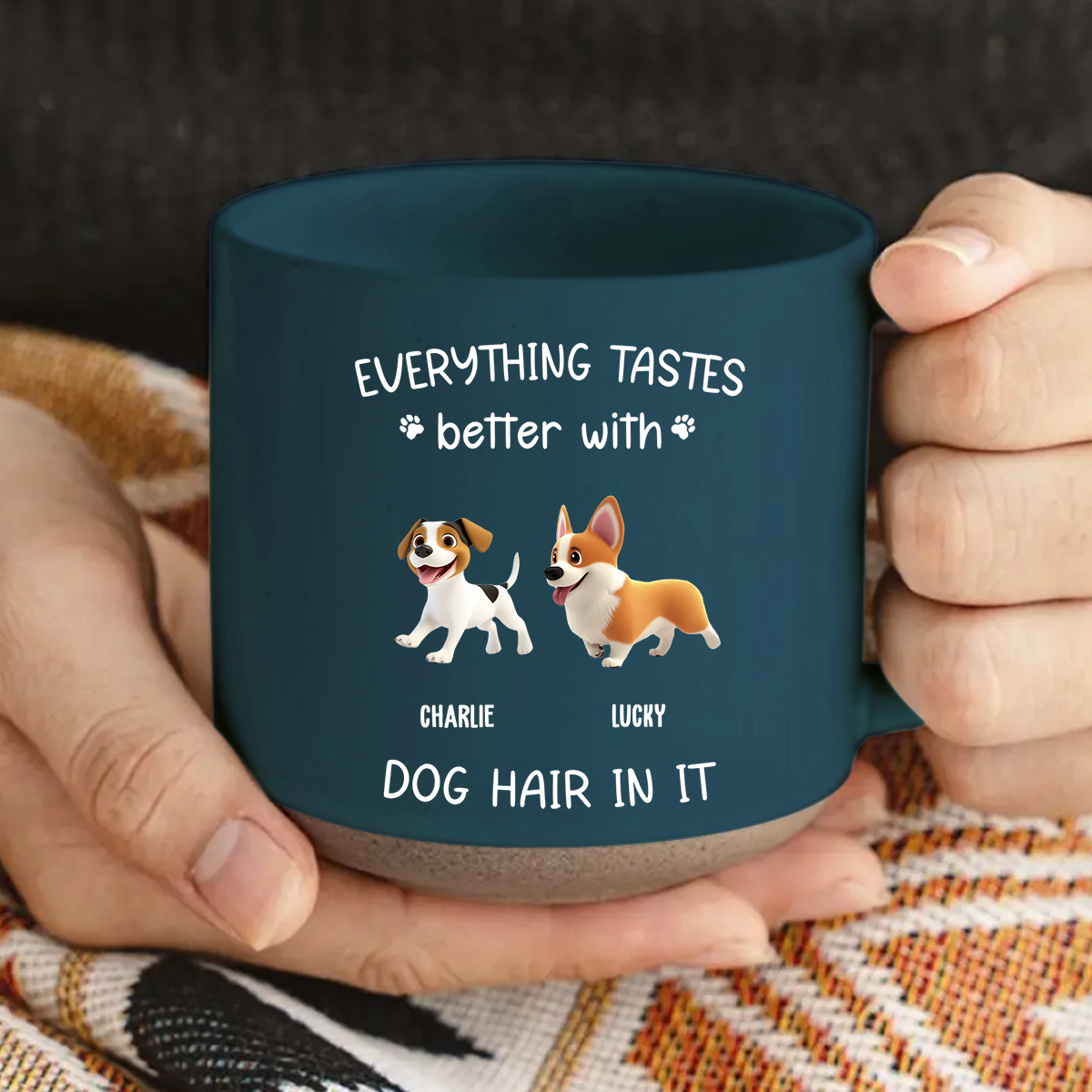 Personalized Custom Dog Hair - Inspired Pottery Mug for All Drinks