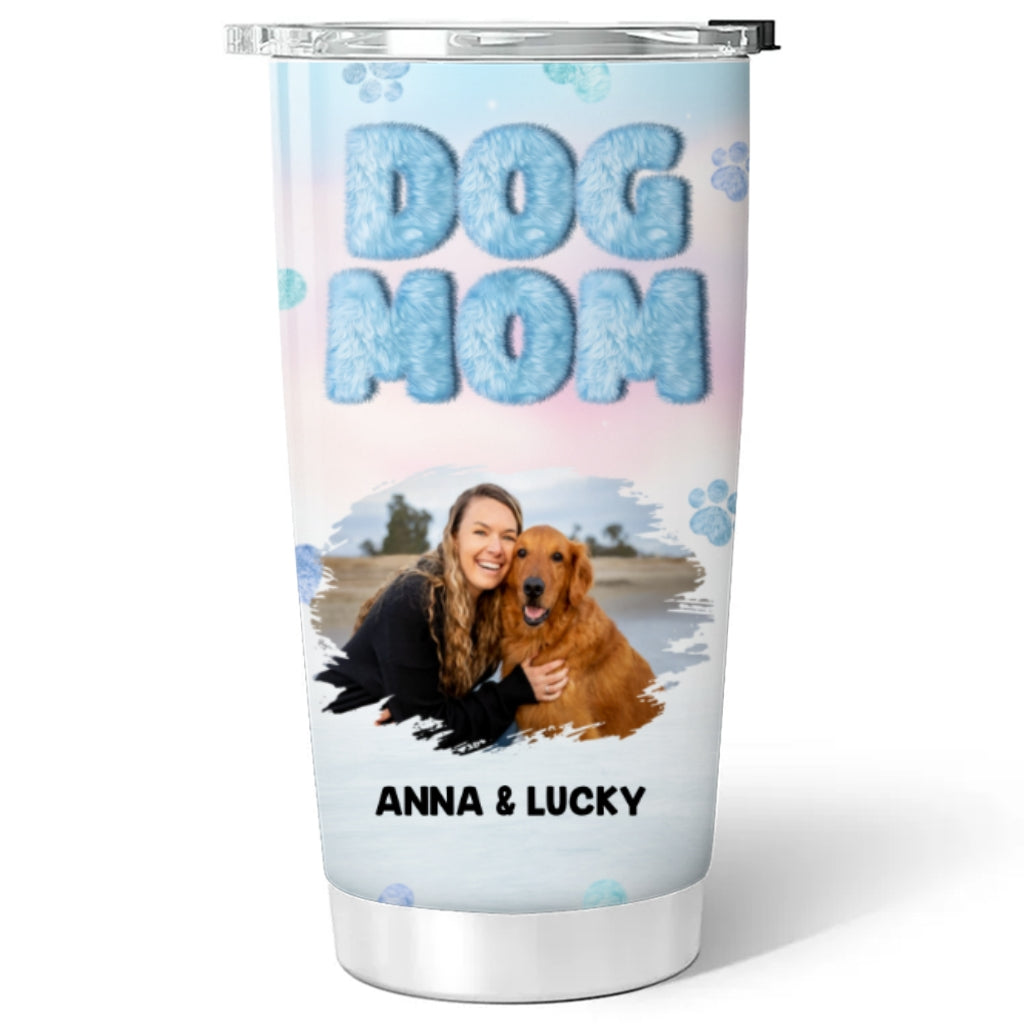 Personalized Fluffy Dog Mom Photo Tumbler - Customized for Unique Style