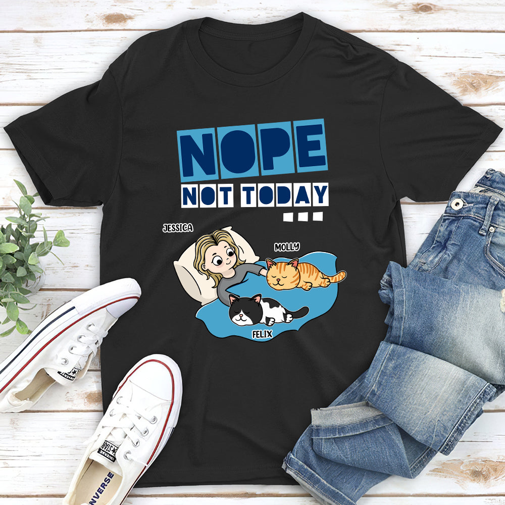 Personalized 'Nope Not Today' Sleeping Cat Unisex T-shirt - Ideal Gift for Pet Lovers