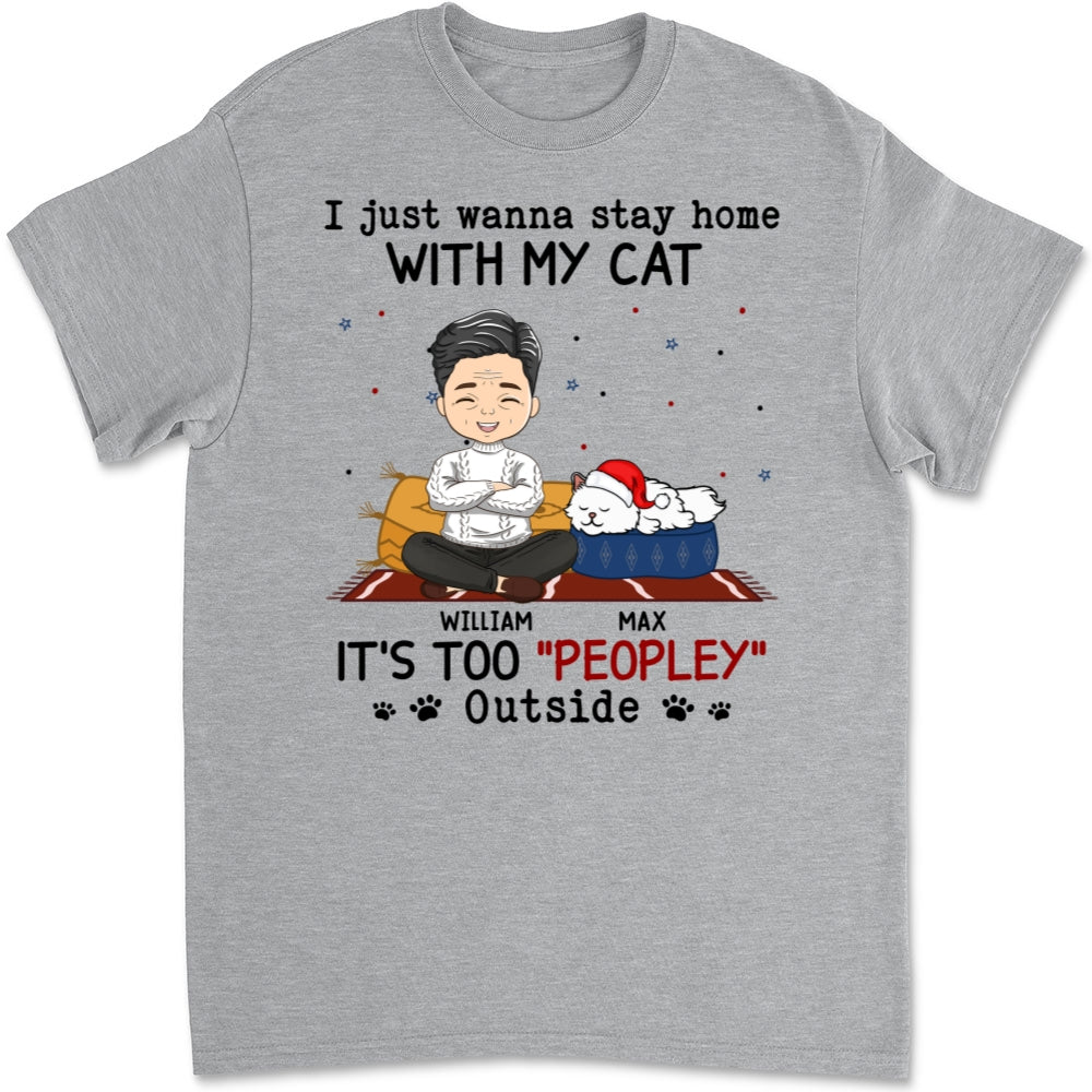 Personalized Unisex 'It's Too Crowded Outside' Cat T-shirt for Pet Lovers