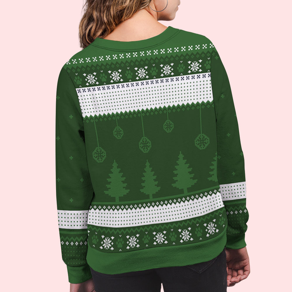 Feliz Navidog - Customizable All-Over Printed Dog Lover's Holiday Sweatshirt