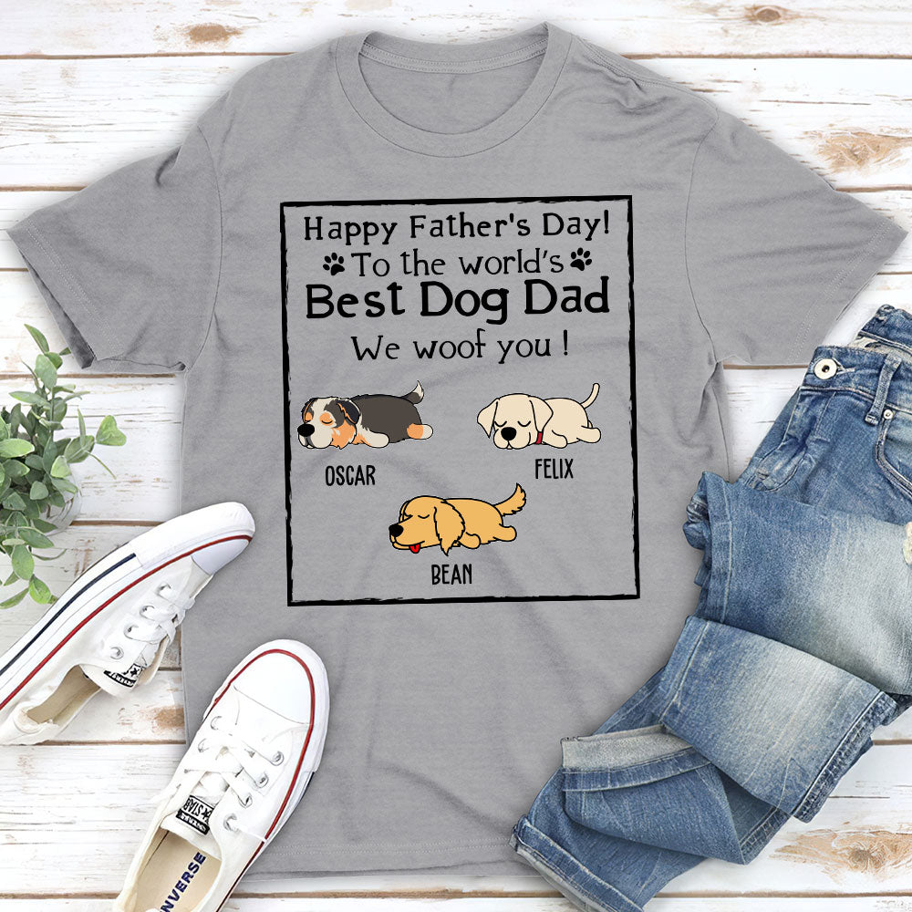 Woof Best Dog Dad - Customizable Unisex Personalized T-Shirt for Pet Lovers