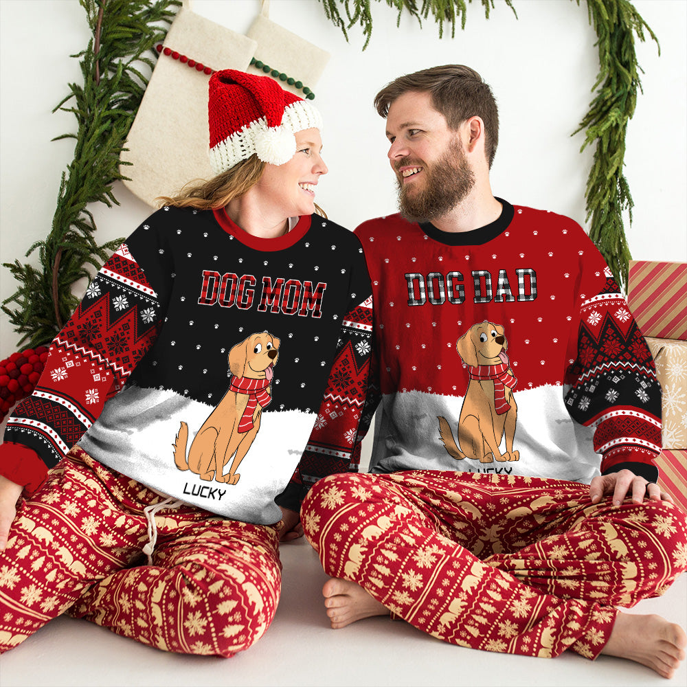 Personalized Fur Dad Mom Plaid All-Over Print Trendy Sweatshirt for Pet Lovers