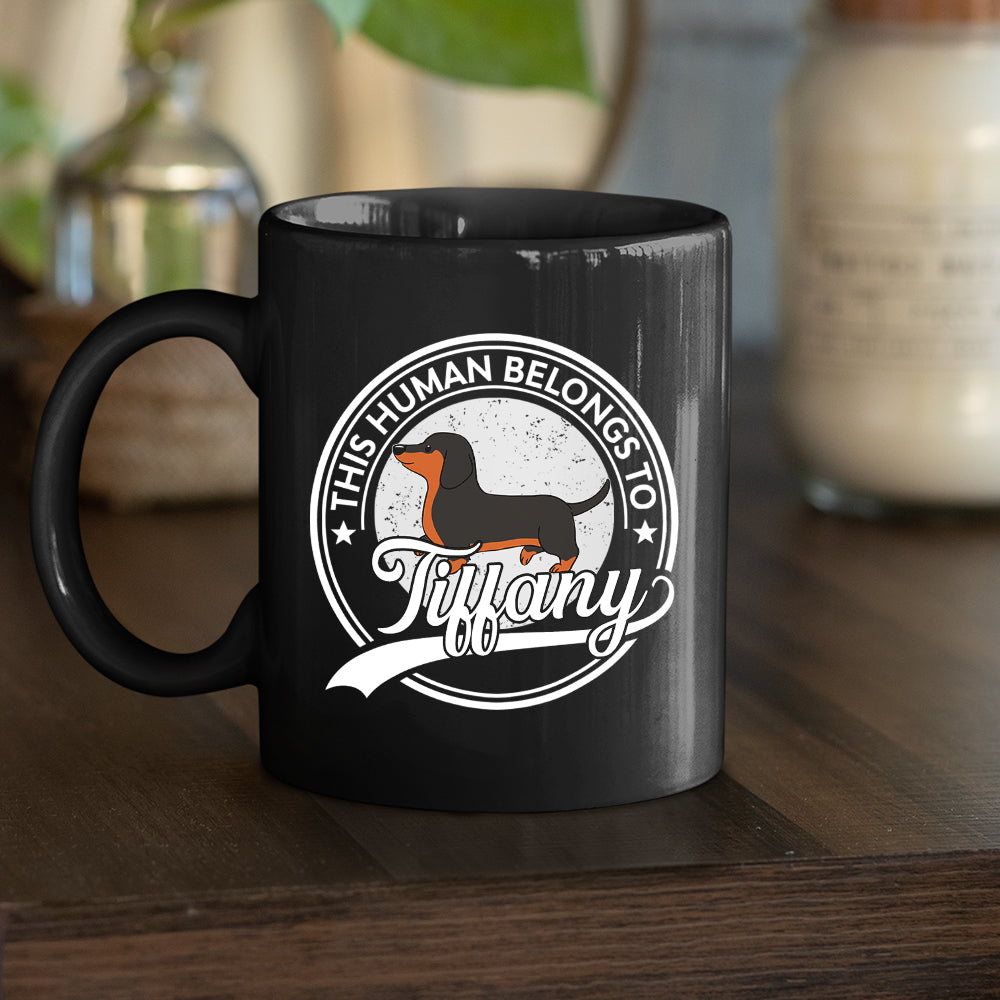 Personalized Custom 'Human Belongs To Dog' Coffee Mug - Ideal Gift for Pet Lovers