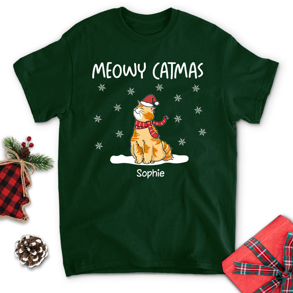 Meowy Catmas - Customizable Unisex Personalized Cat Lover T-shirt