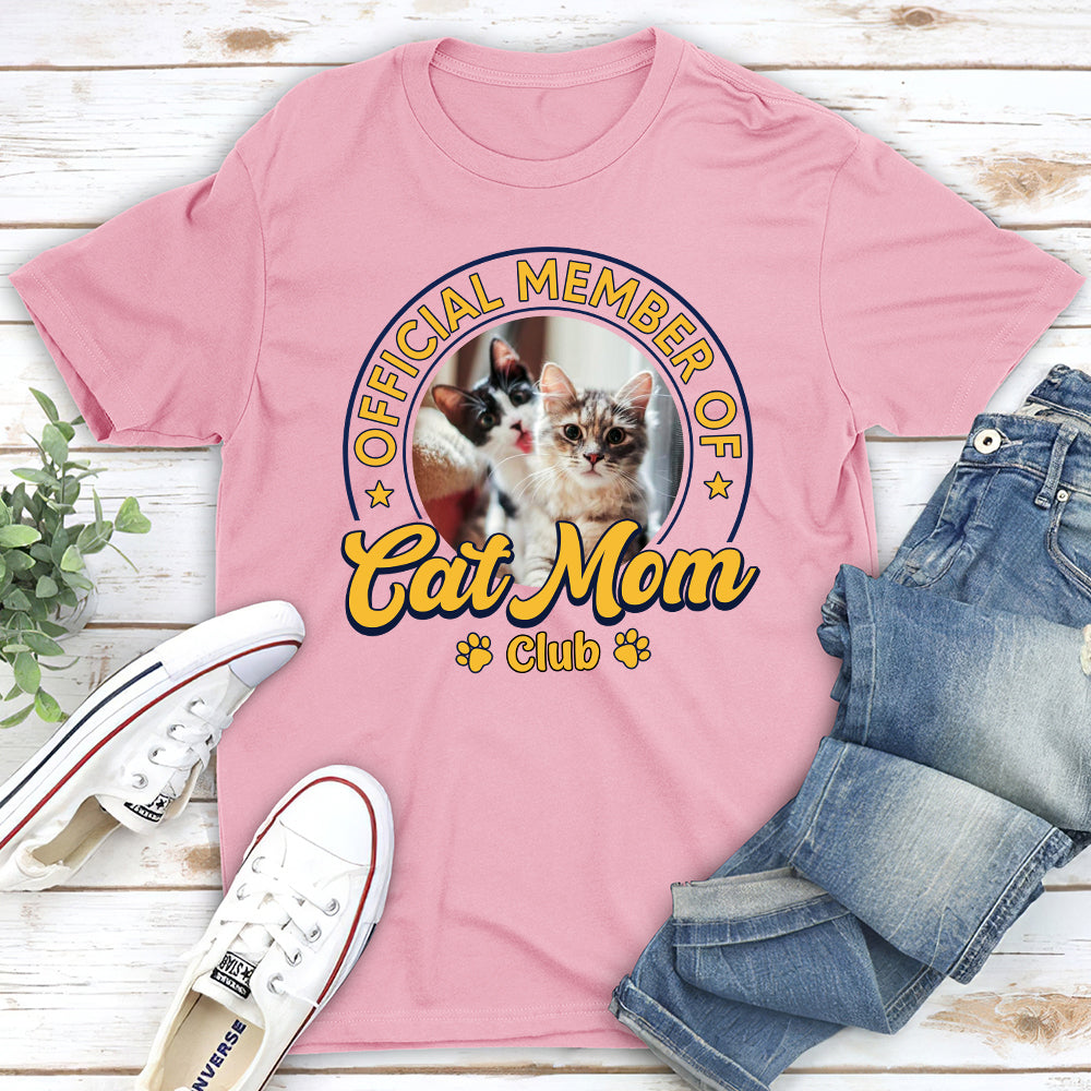 Personalized Custom Unisex 'Member Of Cat Mom Club' Photo T-shirt - Ideal Gift for Pet Lovers