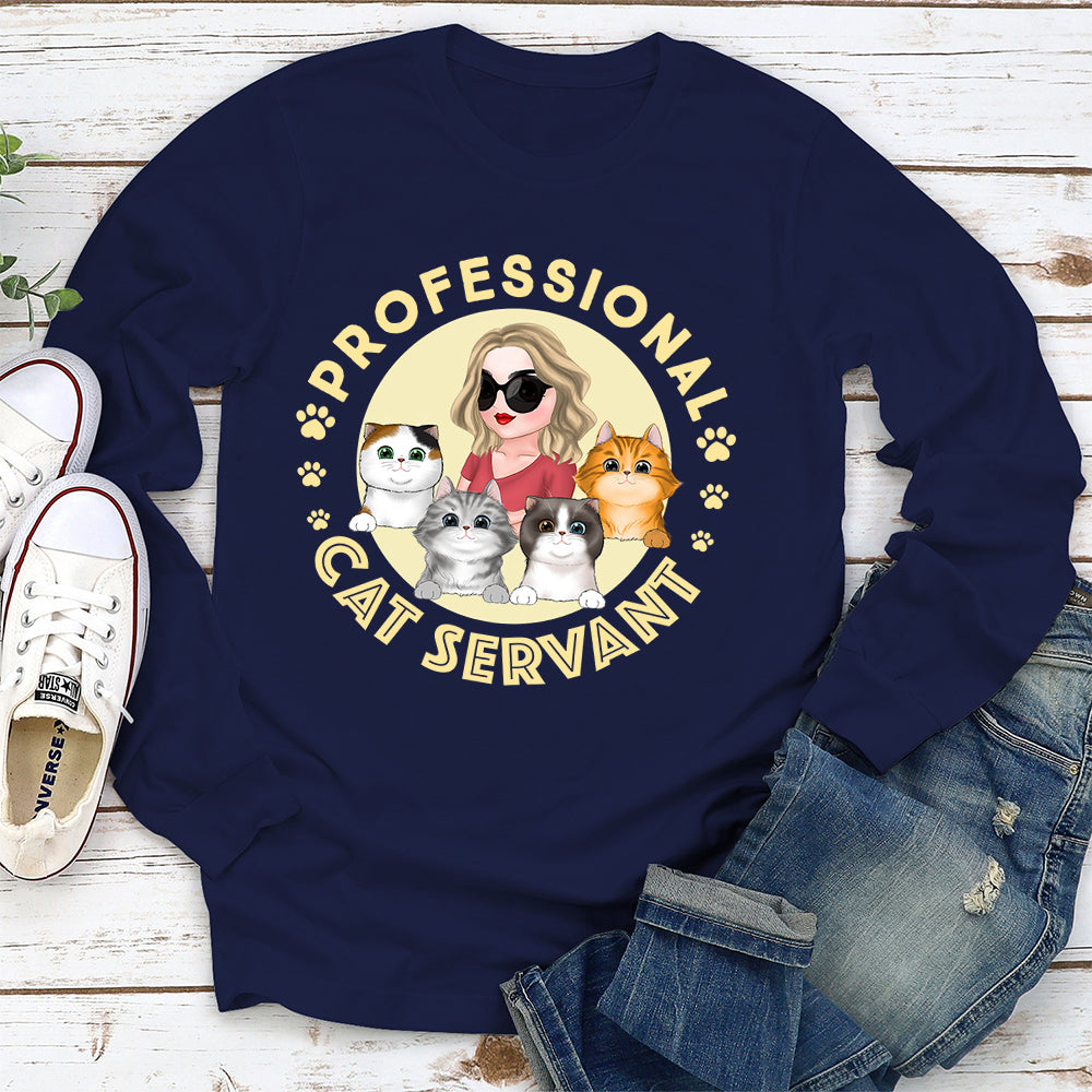 Professional Cat Servant 2 - Customizable Personalized Long Sleeve T - shirt for Pet Lovers